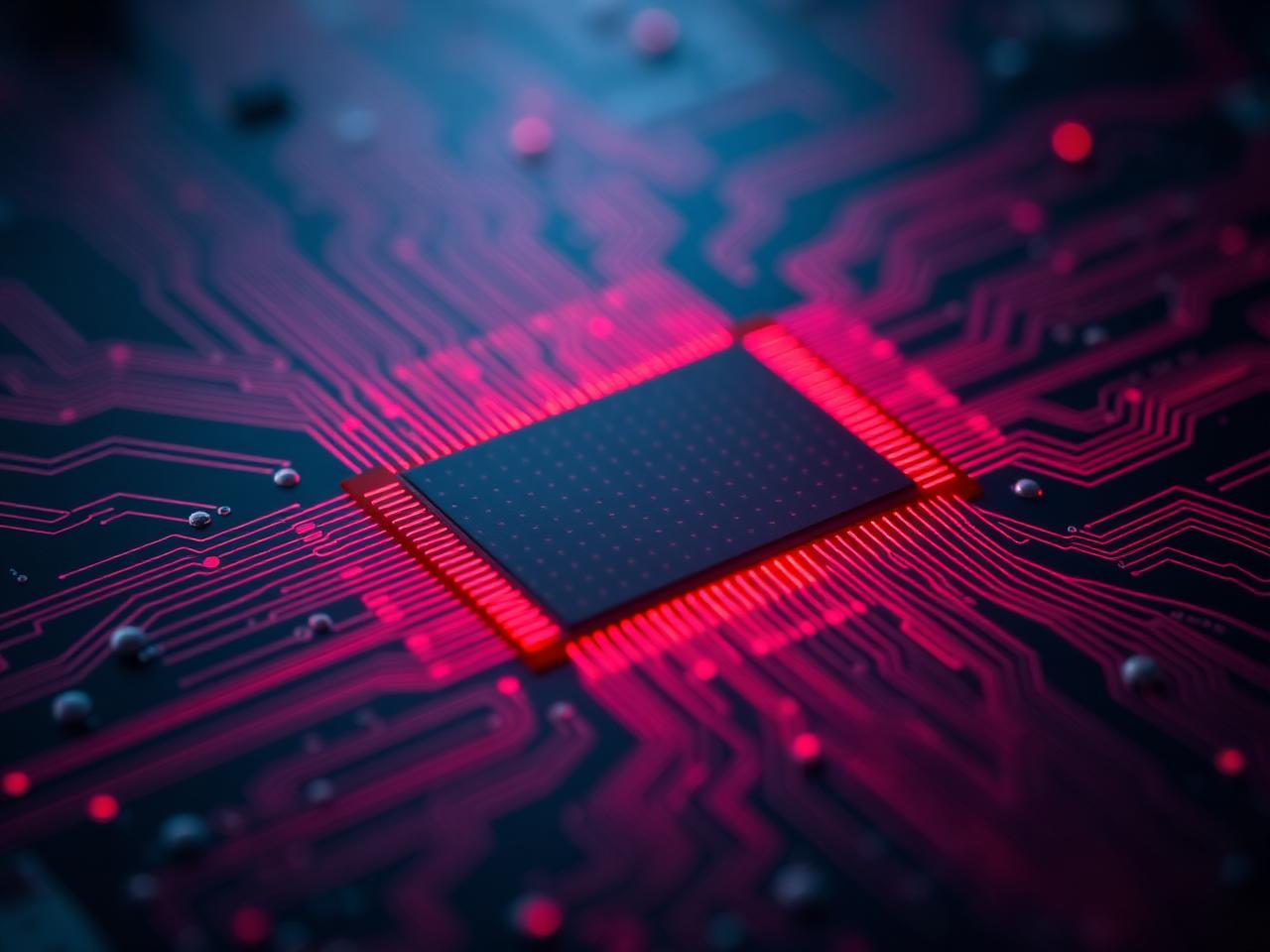 Microchip with glowing circuitry representing silicon-level security