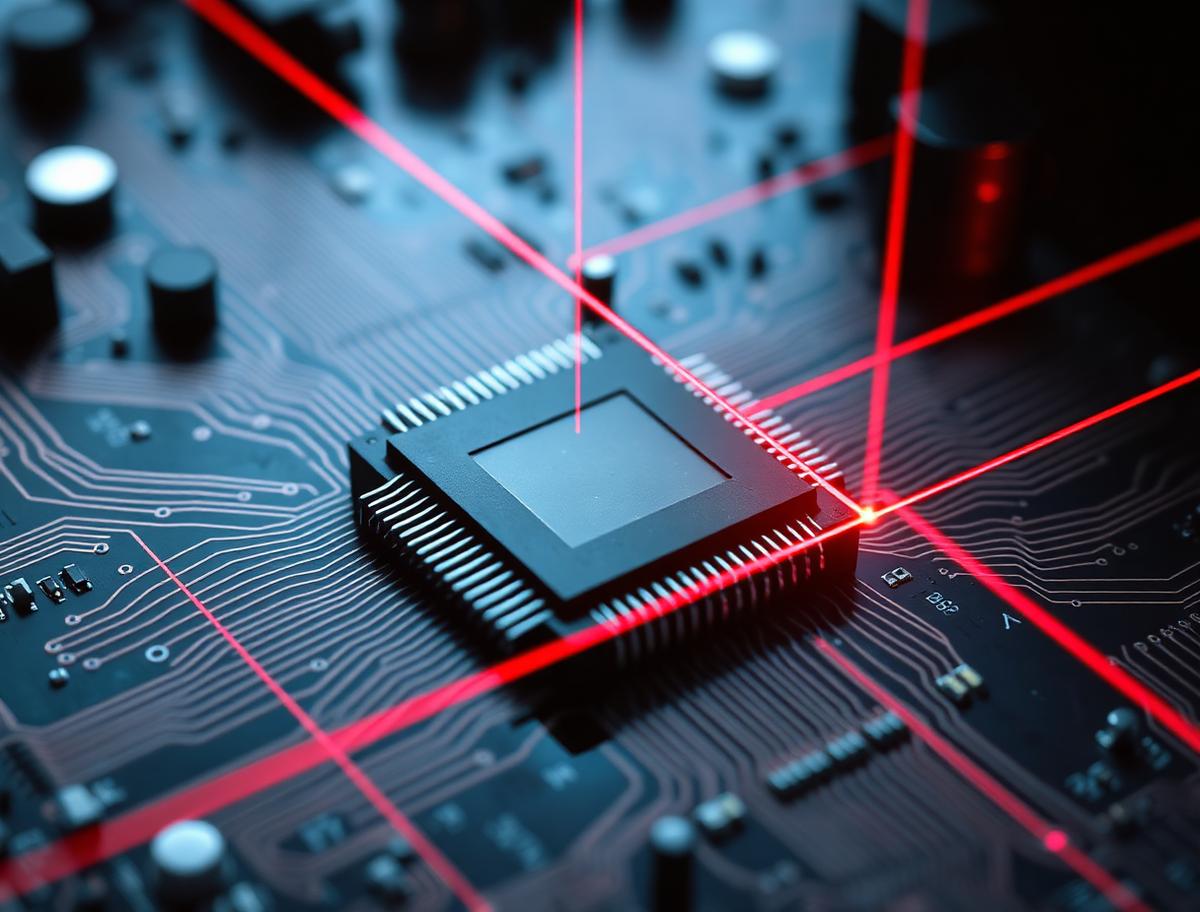 Microchip being scanned and mapped for structural authenticity