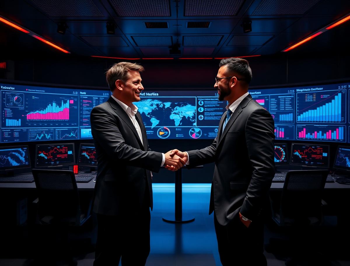 Business partners connecting technology to global markets